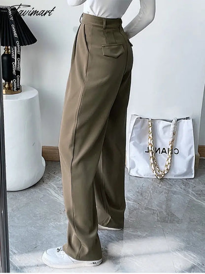 Casual Women Straight Long Pants Autumn High Waist Female Streetwear Trouser Fashion Black Full Length Trousers