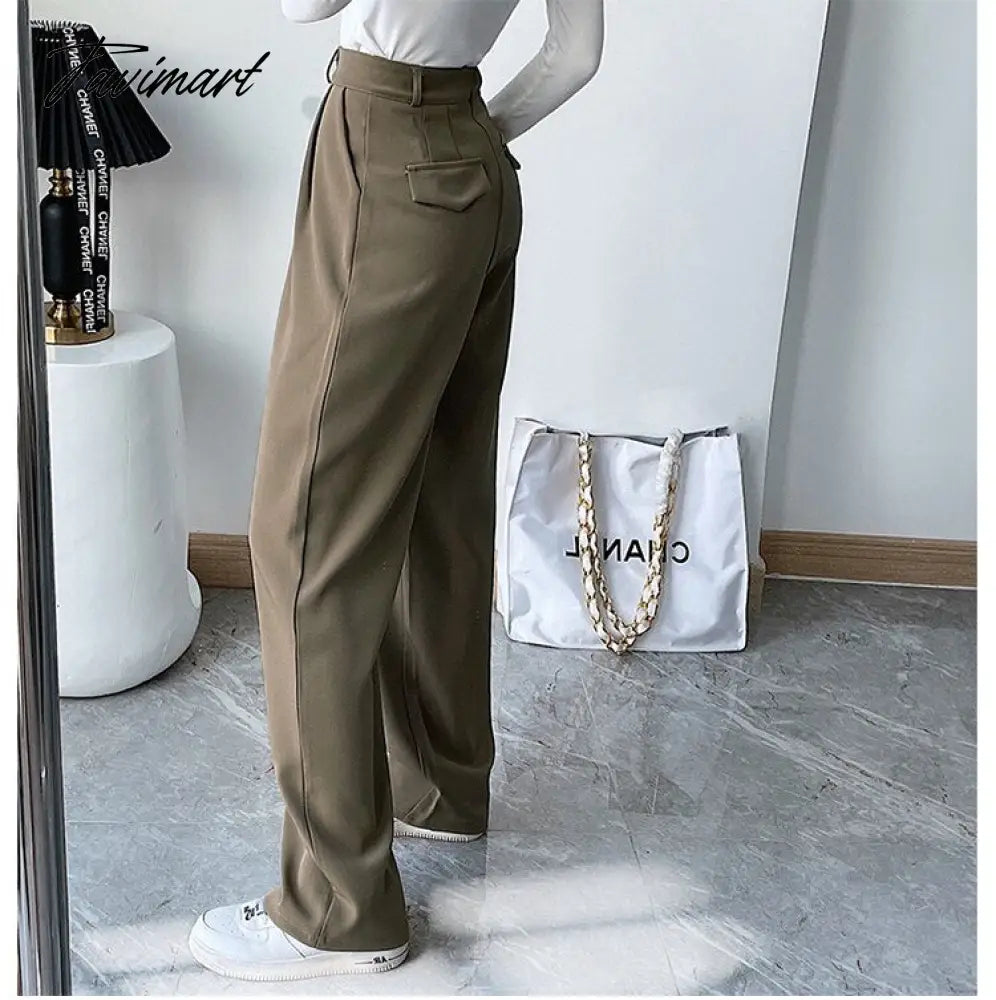Casual Women Straight Long Pants Autumn High Waist Female Streetwear Trouser Fashion Black Full Length Trousers