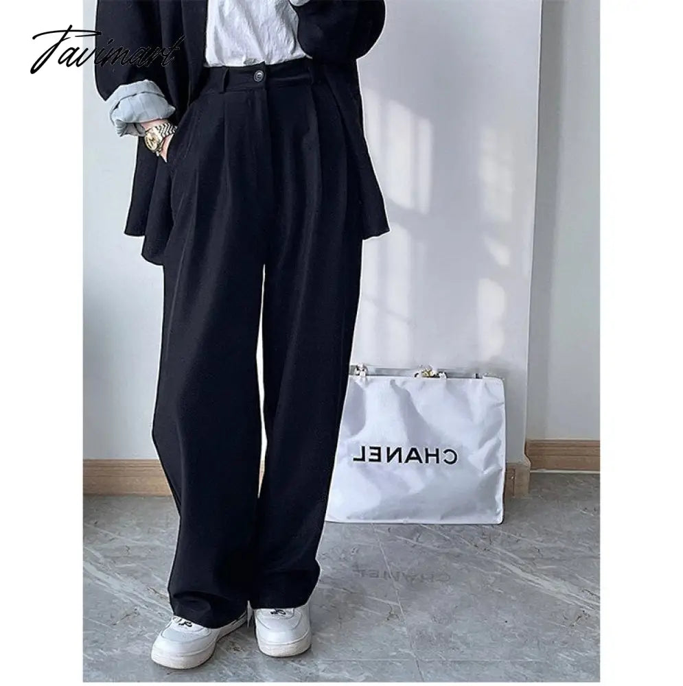 Casual Women Straight Long Pants Autumn High Waist Female Streetwear Trouser Fashion Black Full Length Trousers