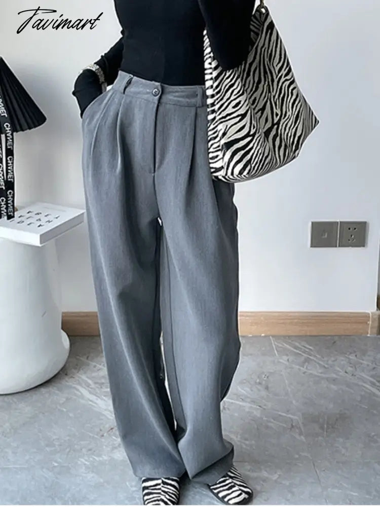 Casual Women Straight Long Pants Autumn High Waist Female Streetwear Trouser Fashion Black Full Length Trousers