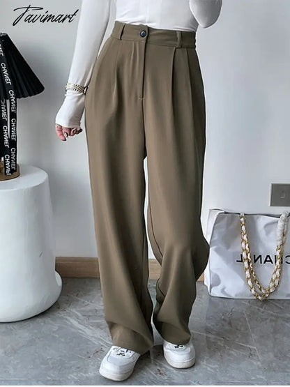 Casual Women Straight Long Pants Autumn High Waist Female Streetwear Trouser Fashion Black Full Length Trousers