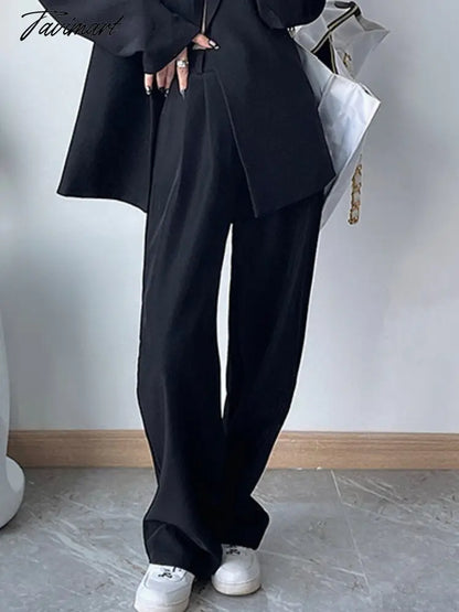 Casual Women Straight Long Pants Autumn High Waist Female Streetwear Trouser Fashion Black Full Length Trousers