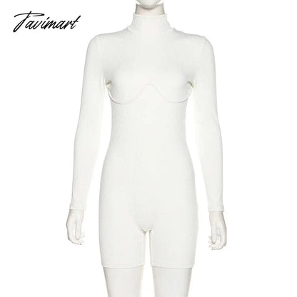 Casual Workout Sporty Active Wear Playsuits Ribbed Solid Skinny Long Sleeve Biker Shorts Rompers Womens Jumpsuit