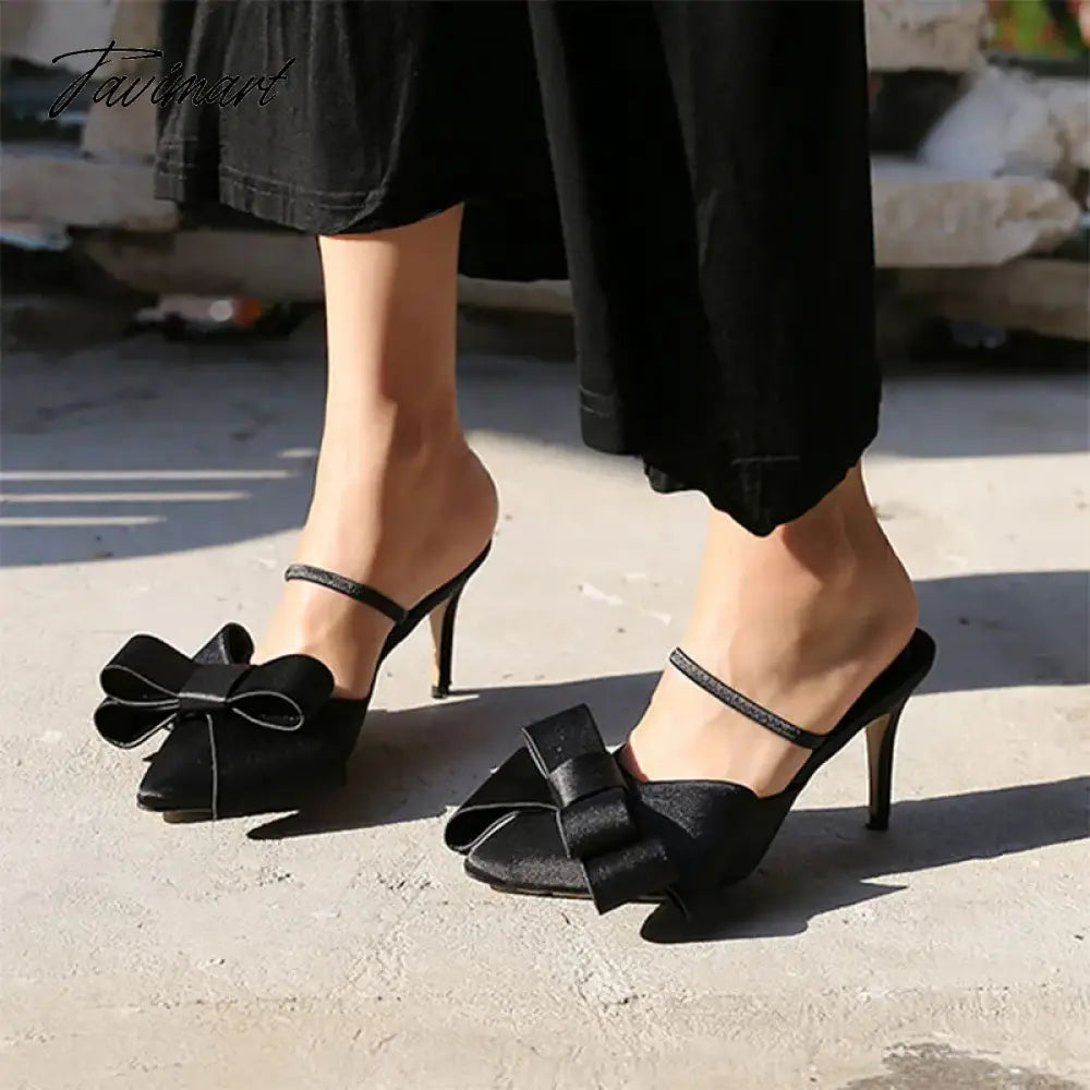 Chinese style bow pointy high heels with Baotou fashion joker banquet women's shoes summer new women's shoes