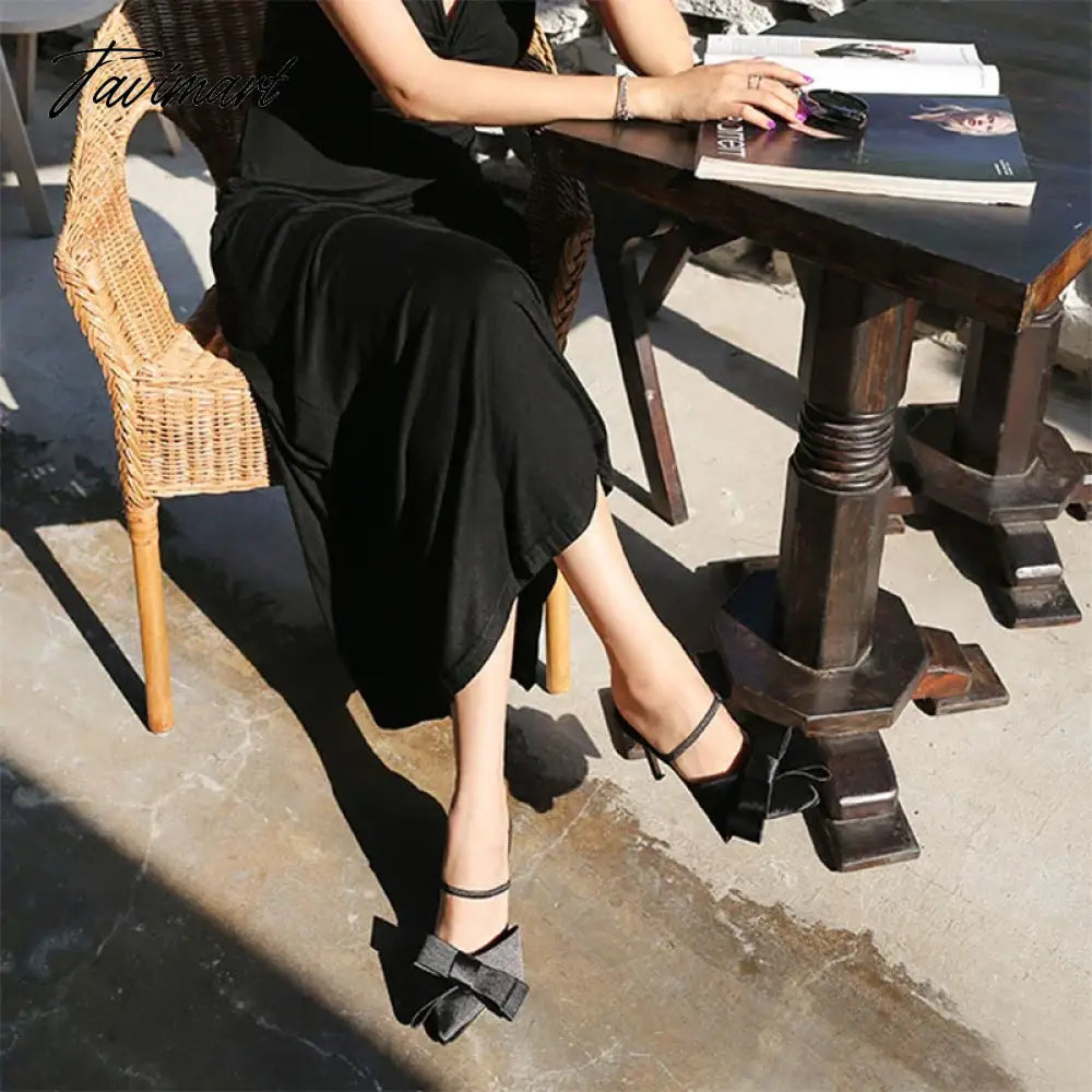 Chinese style bow pointy high heels with Baotou fashion joker banquet women's shoes summer new women's shoes