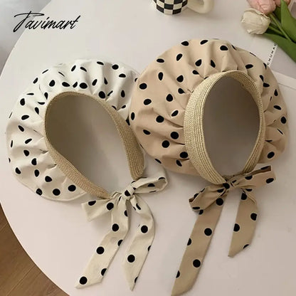 Classic Polka Dot Sun Hats For Women Summer Foldable Adjustable Wide Brim Beach Hat Female Casual Uv Protection Empty Top Caps