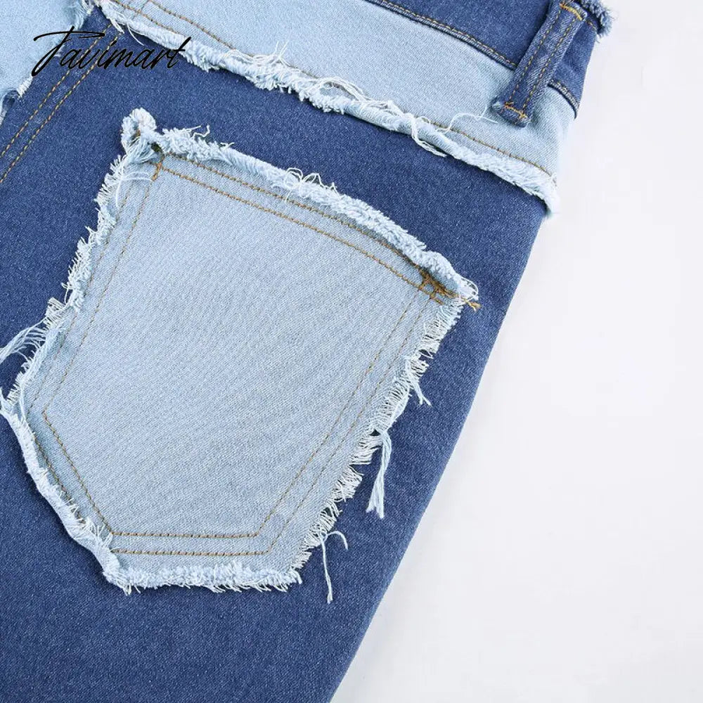 Color Block Mom Jeans Women 90s Denim Blue Frayed Hem High Waist Straight-leg Panel Jean e-Girl Y2K Aesthetic Clothes
