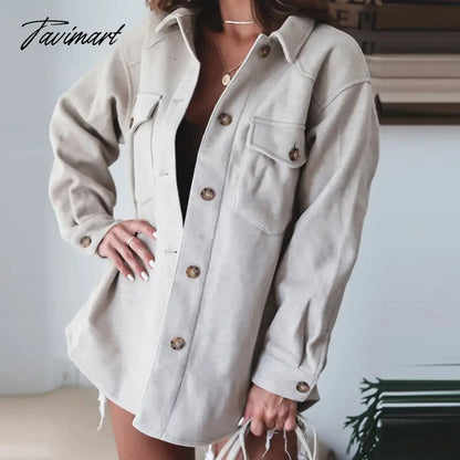 Commuter Office Ladies Button Cardigan Jackets Women Autumn Fashion Lapel Long Sleeve Coats Casual Single Breasted Loose Jacket
