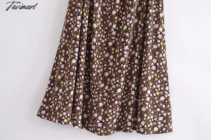 Cotton Floral Print Casual Dress Women Indie Folk Slash Neck Sexy Midi Dress