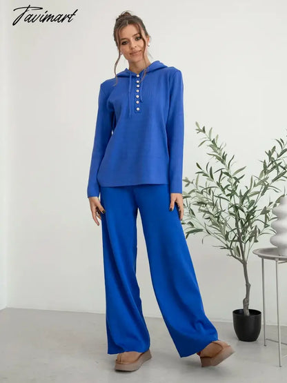 Cotton Knitted Two Piece Women Sets 2 Piece Knit Set Women Casual Tracksuit Hoodie Sweatpants Matching Set Outfits For Women