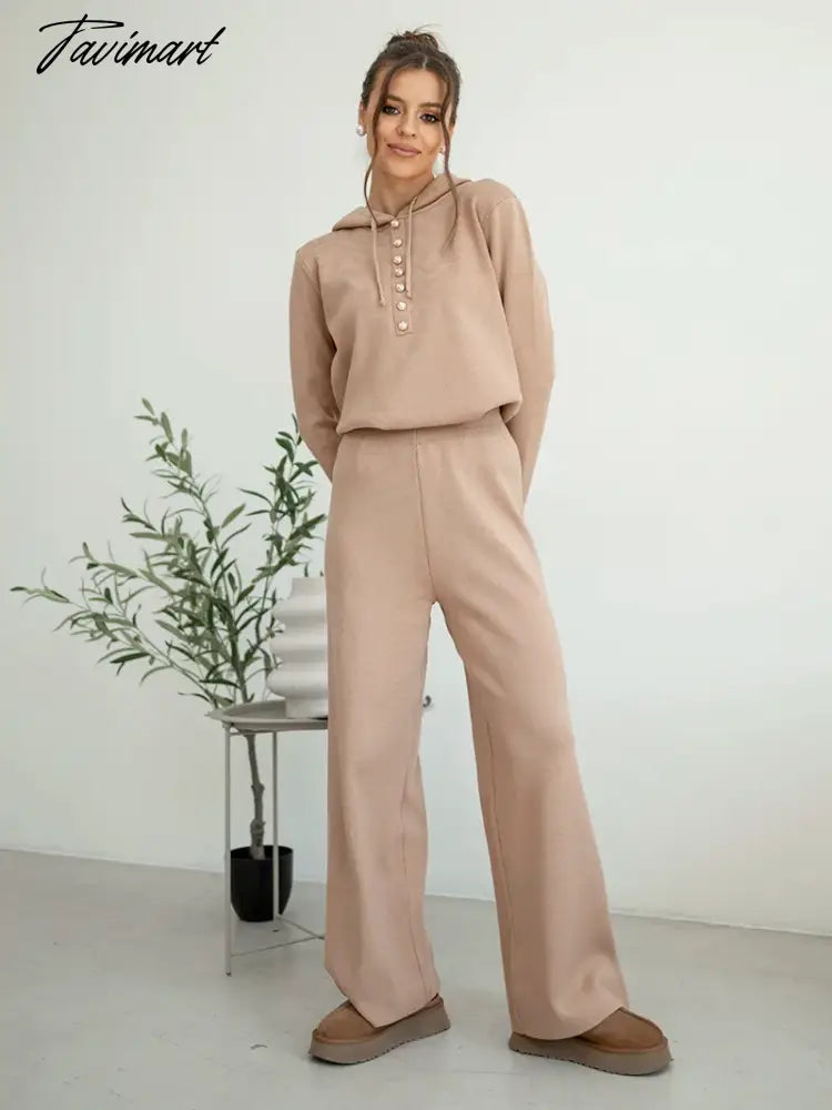 Cotton Knitted Two Piece Women Sets 2 Piece Knit Set Women Casual Tracksuit Hoodie Sweatpants Matching Set Outfits For Women
