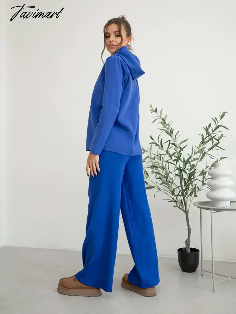 Cotton Knitted Two Piece Women Sets 2 Piece Knit Set Women Casual Tracksuit Hoodie Sweatpants Matching Set Outfits For Women