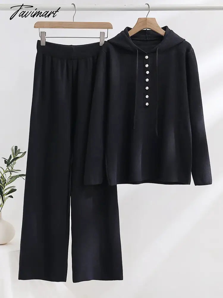 Cotton Knitted Two Piece Women Sets 2 Piece Knit Set Women Casual Tracksuit Hoodie Sweatpants Matching Set Outfits For Women