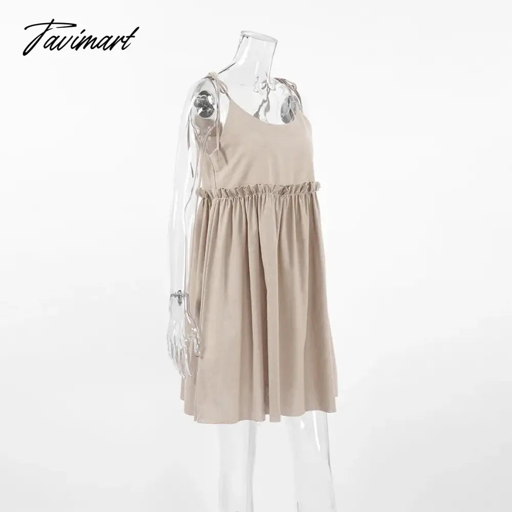 Cotton Women's Nightwear Spaghetti Strap Sleepwear Summer Nighty for Ladies Sexy Mini Dress Khaki Dressing Gown