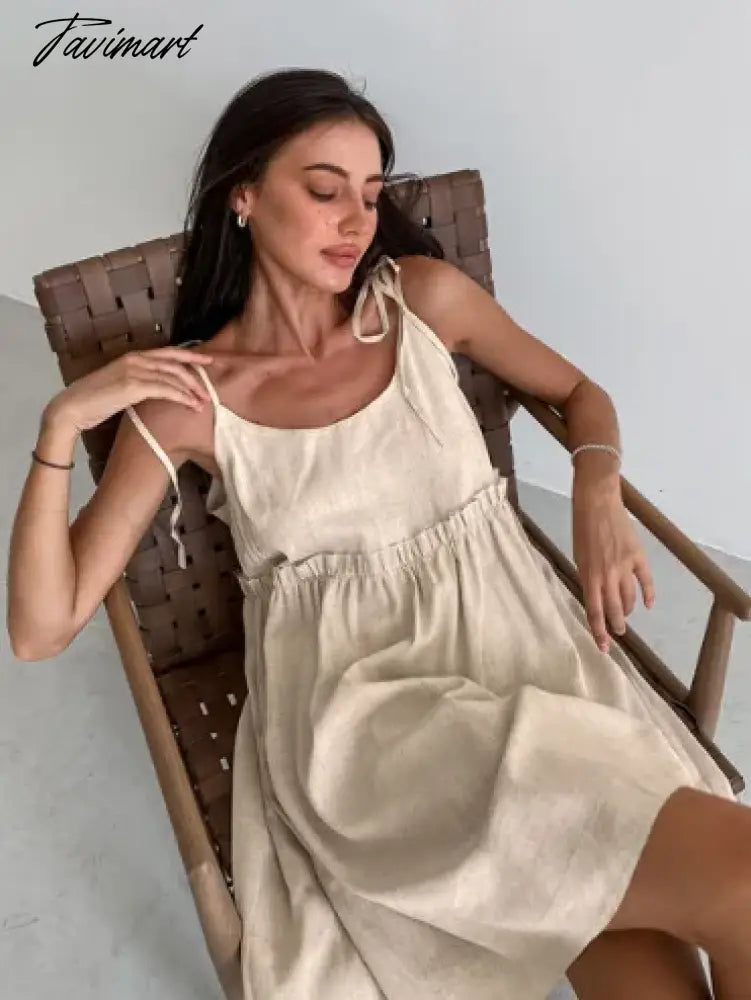 Cotton Women's Nightwear Spaghetti Strap Sleepwear Summer Nighty for Ladies Sexy Mini Dress Khaki Dressing Gown
