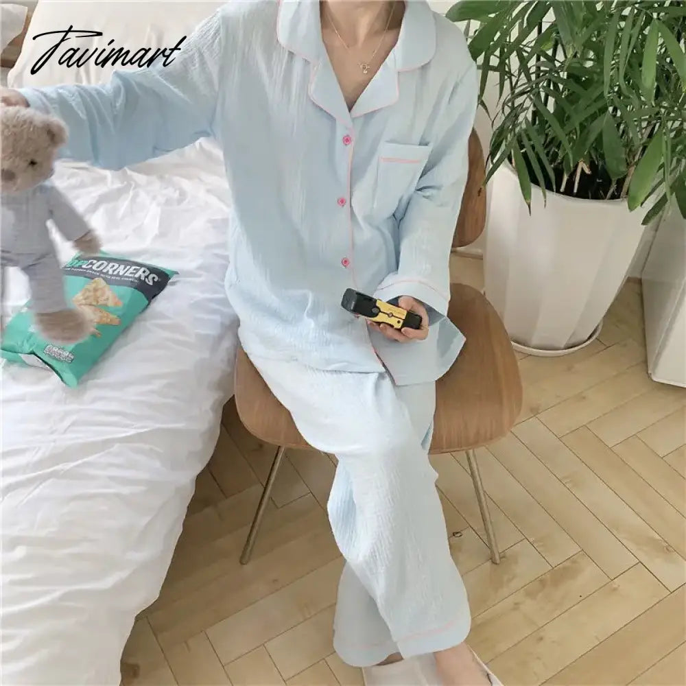 Cotton Yarn Room Wear Solid Women's Pajamas Pijamas Feminino Pyjama Pour Femme Kawaii Clothes Korean Trouser Suits