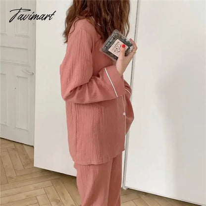 Cotton Yarn Room Wear Solid Women's Pajamas Pijamas Feminino Pyjama Pour Femme Kawaii Clothes Korean Trouser Suits
