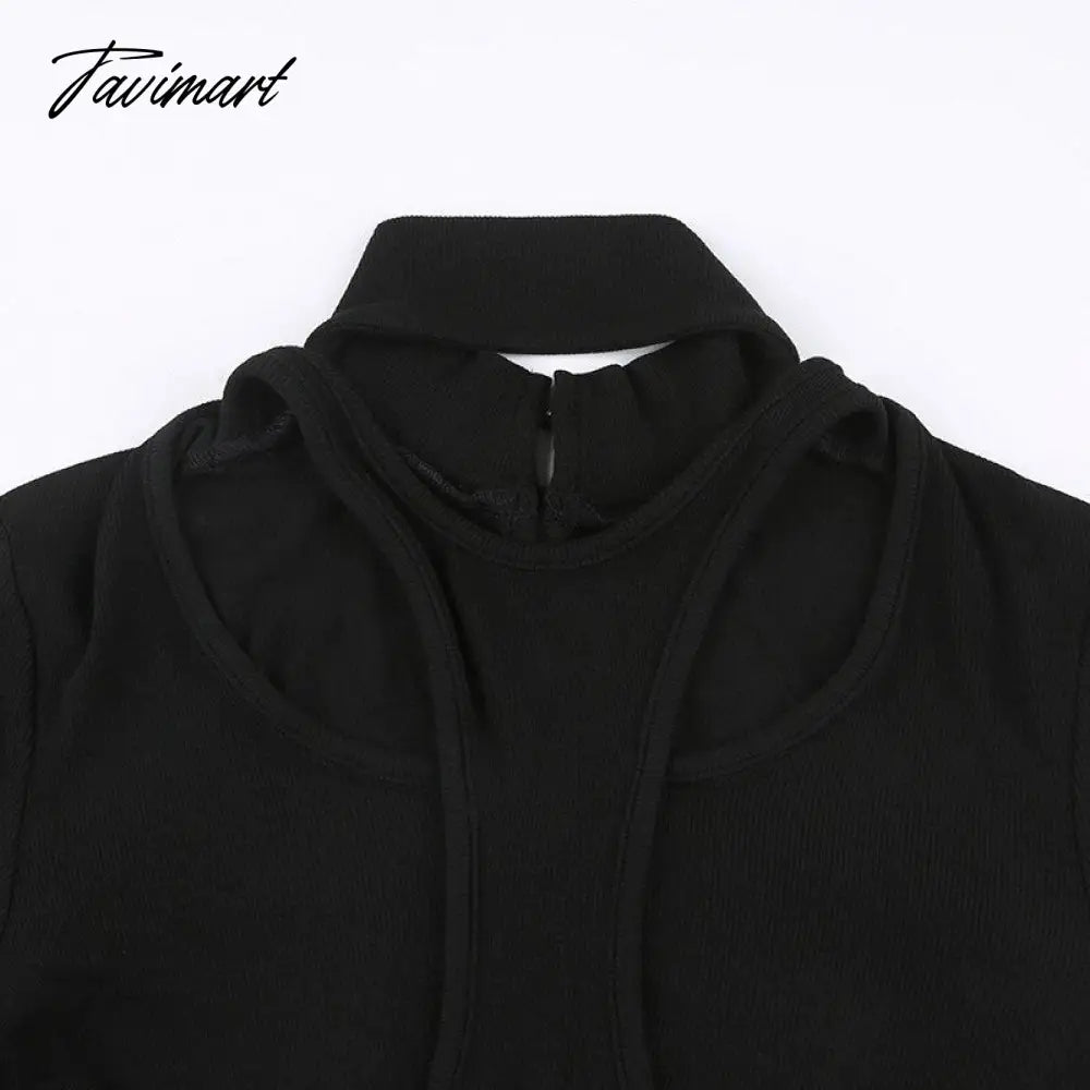 Cut Out Bodysuit Thong Club Outfits Long Sleeve Slim Blouse Sexy Top Fashion Casual Fall Summer Women Clothes