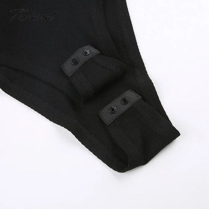 Cut Out Bodysuit Thong Club Outfits Long Sleeve Slim Blouse Sexy Top Fashion Casual Fall Summer Women Clothes