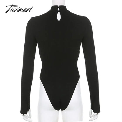 Cut Out Bodysuit Thong Club Outfits Long Sleeve Slim Blouse Sexy Top Fashion Casual Fall Summer Women Clothes