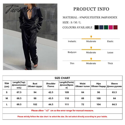 Deep V-neck Long Sleeve Bandage Blouse And Wide Leg Pants Set Ladies Casual Loose Sets Spring Chic Elegant Outwears
