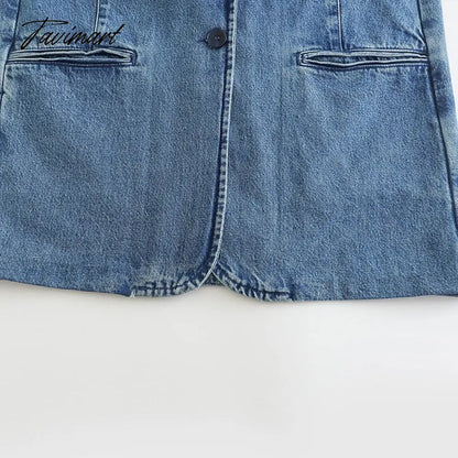 Denim Jacket For Women Jean Coat Fashion Oversized Single Button Down Jacket Femal Long Sleeve Chic Outwear With Pocket