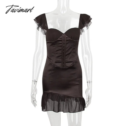 Dresses for Women Summer Bodycon Evening Party Dresses Sexy Vintage Ruffle Dress Chiffon Sleeve Dress Birthday High Quality