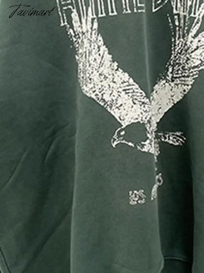 Eagle Graphic Sweatshirt Women Winter Streetwear Fashion Letter Print Pullover Tops Simple Casual Hooded Sweatshirts Lady
