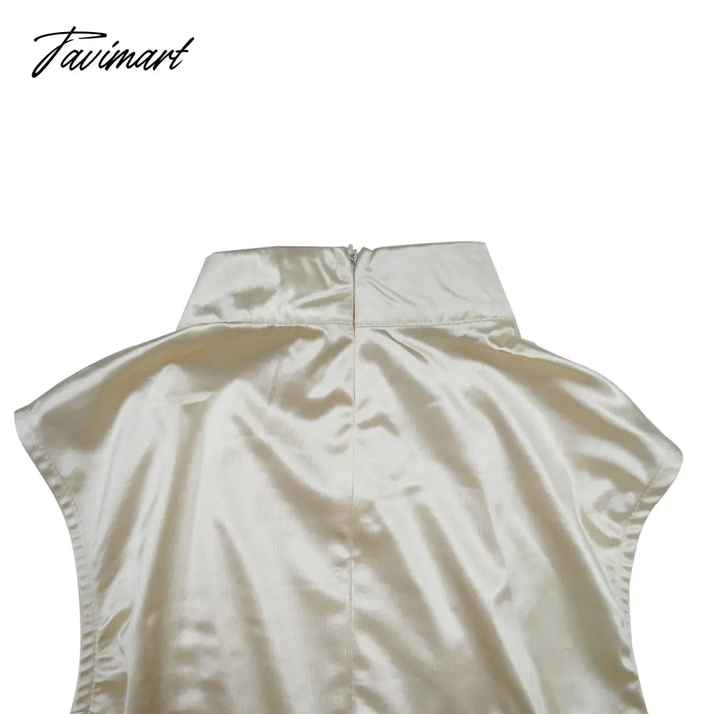 Echoine Sleeveless Turtleneck Wide Leg Jumpsuit Slim Sexy Elegant Silk Rompers Office OL Women One Piece Suit Overalls Clothing
