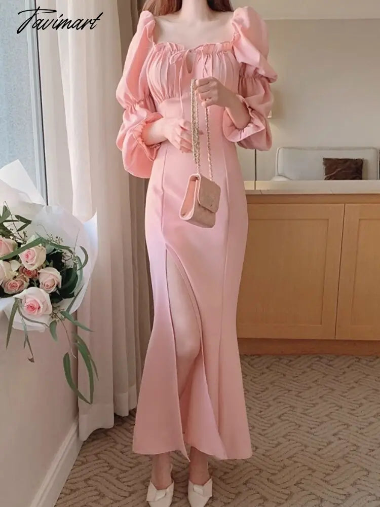 Elegant and Chic Women Dresses Sexy Bodycon Slim Party Prom Vintage Fishtail Dress Fashion Solid Female Clothes Long Vestidos