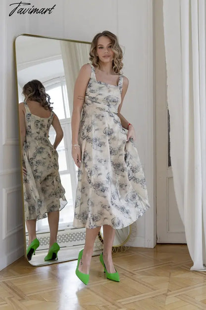 Elegant Chinese Style Ink Floral Ladies Dress Chiffon Sleeveless Vintage White Summer Beach Maxi Long Evening Dresses For Women