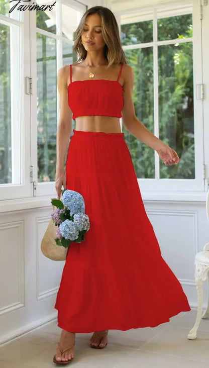 Elegant Fashion Skirt 2-Piece Set for Women Summer Skirt Sets Open Waist Sexy Lace Short Strap+A-line Maxi Skirt Suits