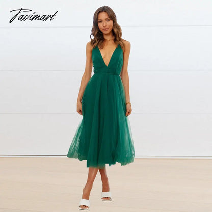 Elegant Gazue Dresses for Women Sexy V Neck Backless Solid Women's Dress A-Line Summer Party Evening Suspender Female Clothing