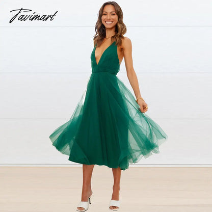 Elegant Gazue Dresses for Women Sexy V Neck Backless Solid Women's Dress A-Line Summer Party Evening Suspender Female Clothing