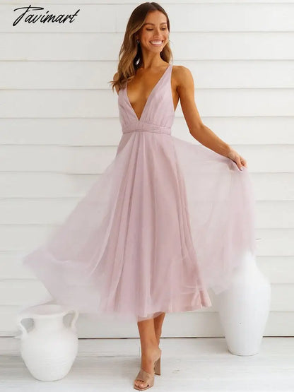 Elegant Gazue Dresses for Women Sexy V Neck Backless Solid Women's Dress A-Line Summer Party Evening Suspender Female Clothing