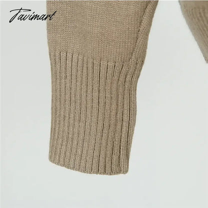 Elegant Ladies Sweater Sexy Hollow High Neck Loose Knit Pullover Women Casual Solid Color Top Coat Autumn and Winter New Khaki