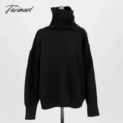 Elegant Ladies Sweater Sexy Hollow High Neck Loose Knit Pullover Women Casual Solid Color Top Coat Autumn and Winter New Khaki