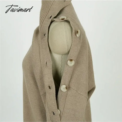 Elegant Ladies Sweater Sexy Hollow High Neck Loose Knit Pullover Women Casual Solid Color Top Coat Autumn and Winter New Khaki