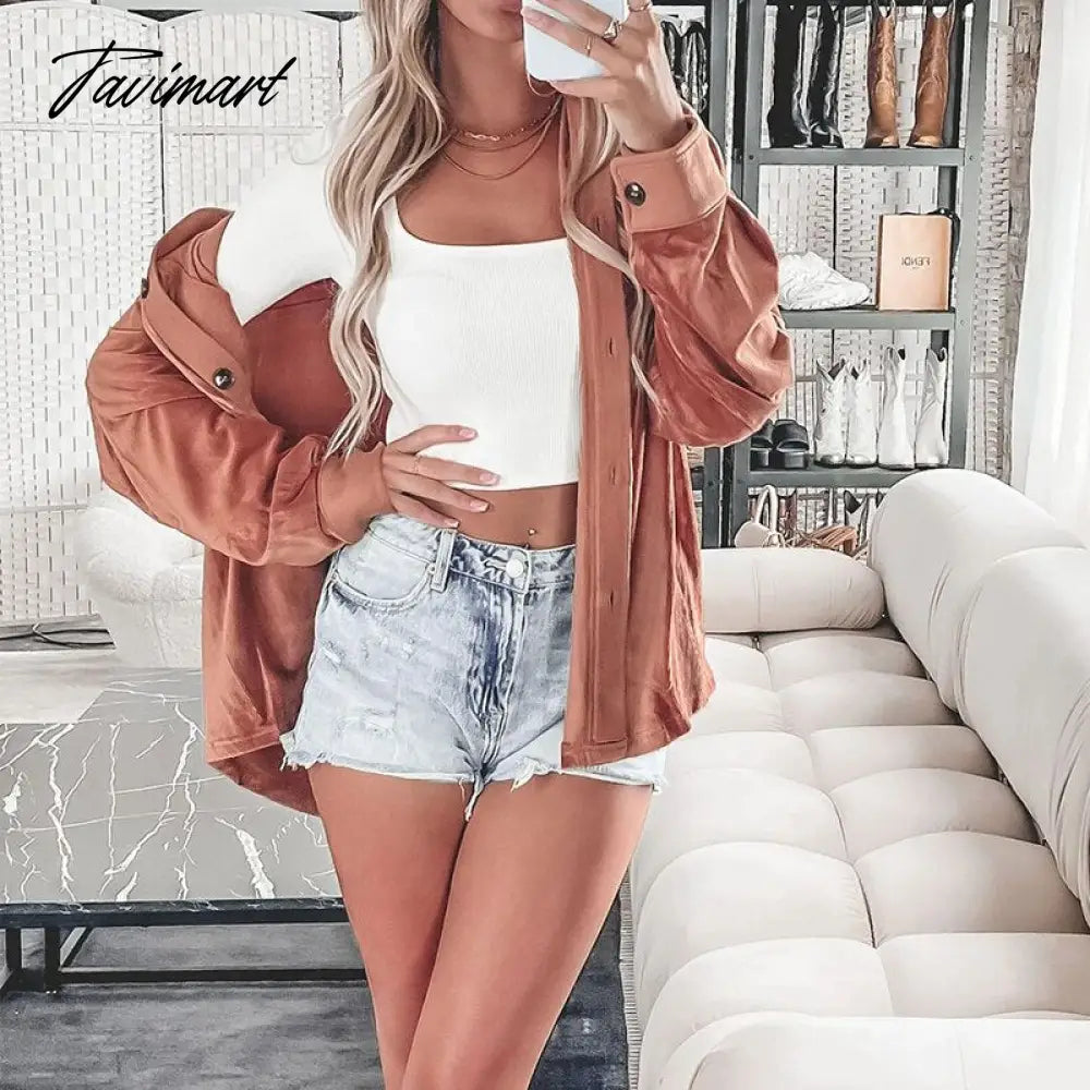 Elegant Lapel Solid Jackets Autumn Winter Velvet Single-Breasted Loose Casual Jacket Lazy Fashion Style Women Button Coats