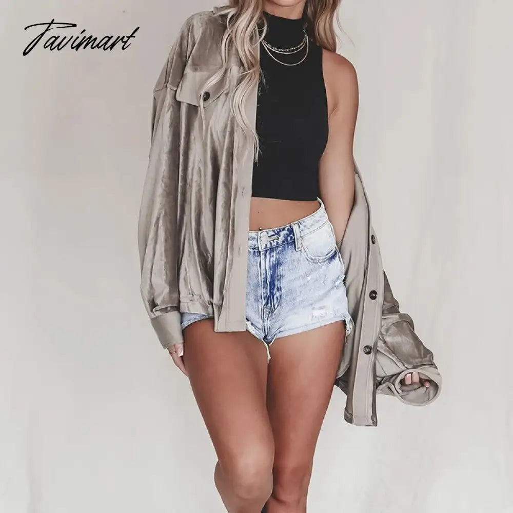 Elegant Lapel Solid Jackets Autumn Winter Velvet Single-Breasted Loose Casual Jacket Lazy Fashion Style Women Button Coats