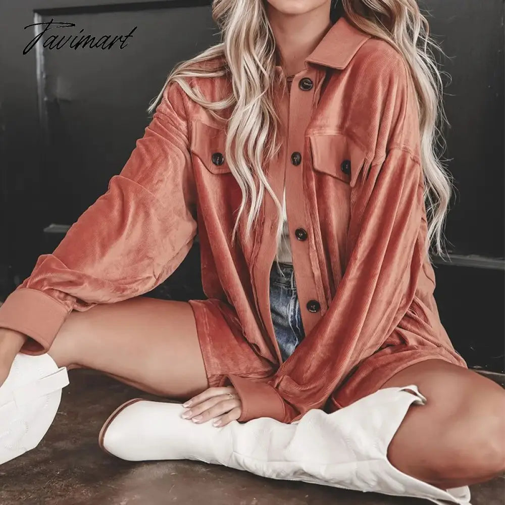 Elegant Lapel Solid Jackets Autumn Winter Velvet Single-Breasted Loose Casual Jacket Lazy Fashion Style Women Button Coats