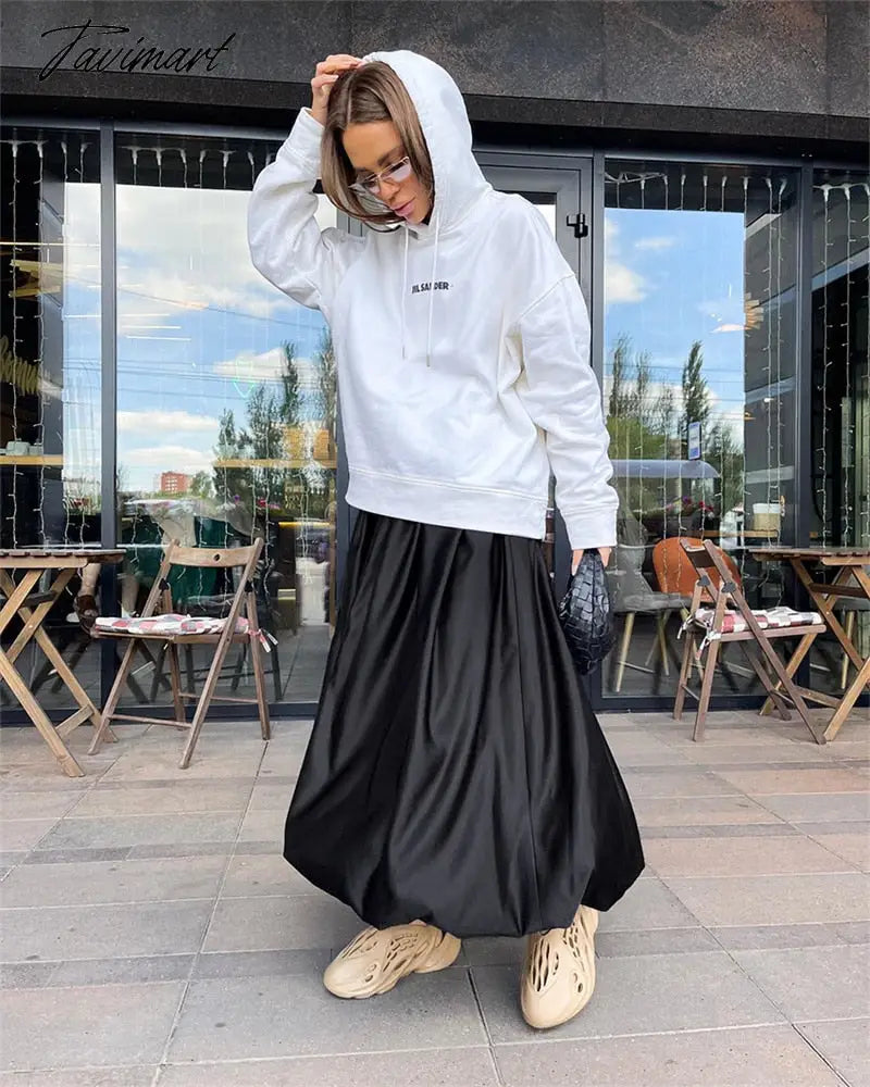 Elegant Loose Pink Skirts Women Fashion High Waist Ball Gown Skirts Spring Pleated Long Skirts Female Casual Vintage Party Dress