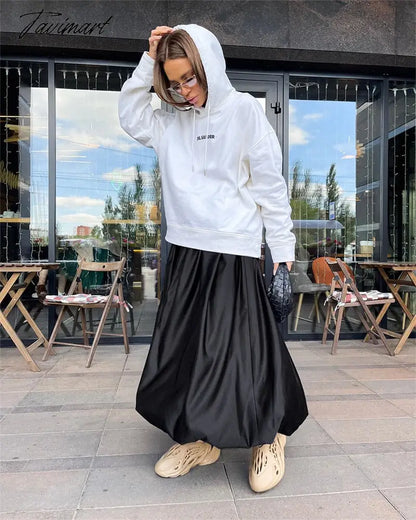 Elegant Loose Pink Skirts Women Fashion High Waist Ball Gown Skirts Spring Pleated Long Skirts Female Casual Vintage Party Dress