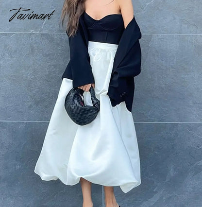 Elegant Loose Pink Skirts Women Fashion High Waist Ball Gown Skirts Spring Pleated Long Skirts Female Casual Vintage Party Dress