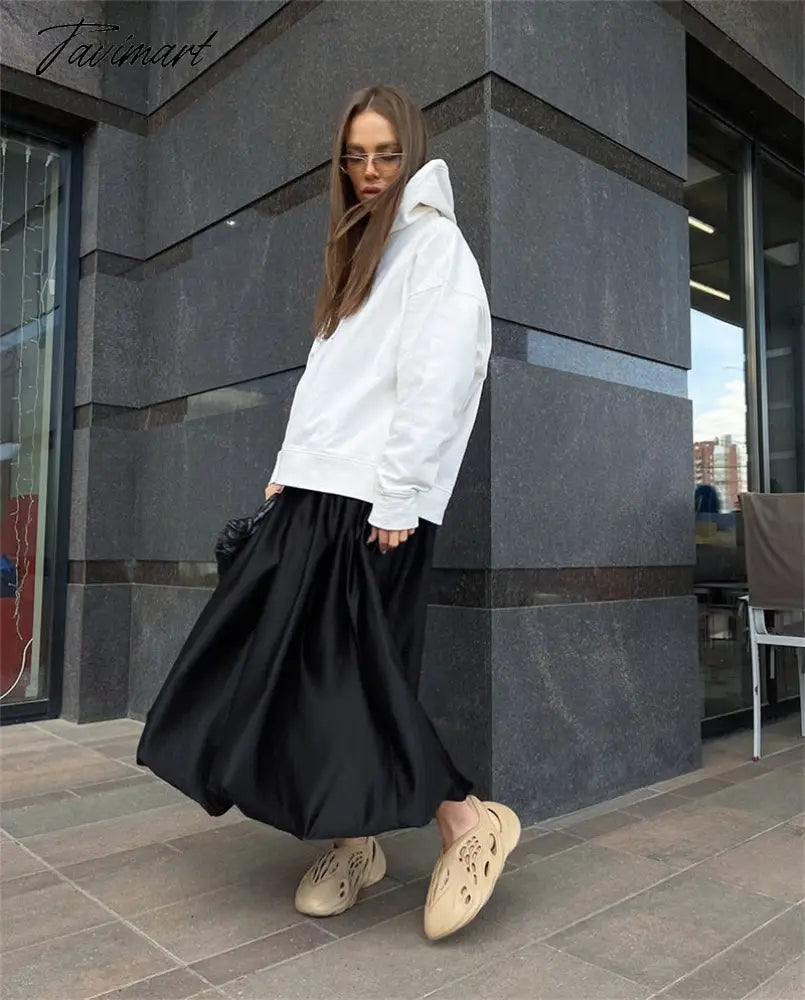 Elegant Loose Pink Skirts Women Fashion High Waist Ball Gown Skirts Spring Pleated Long Skirts Female Casual Vintage Party Dress
