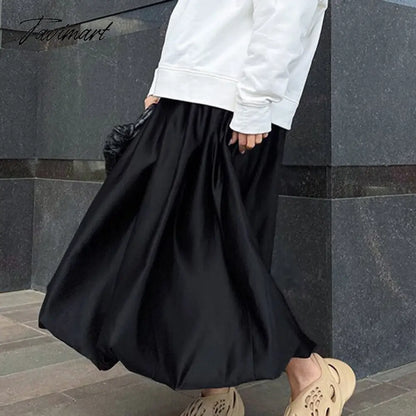Elegant Loose Pink Skirts Women Fashion High Waist Ball Gown Skirts Spring Pleated Long Skirts Female Casual Vintage Party Dress