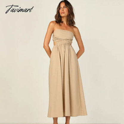 Elegant Off Shoulder Black A-Line Summer Midi Dress For Women Sleeveless Hollow Out Backless Holiday Party Dress