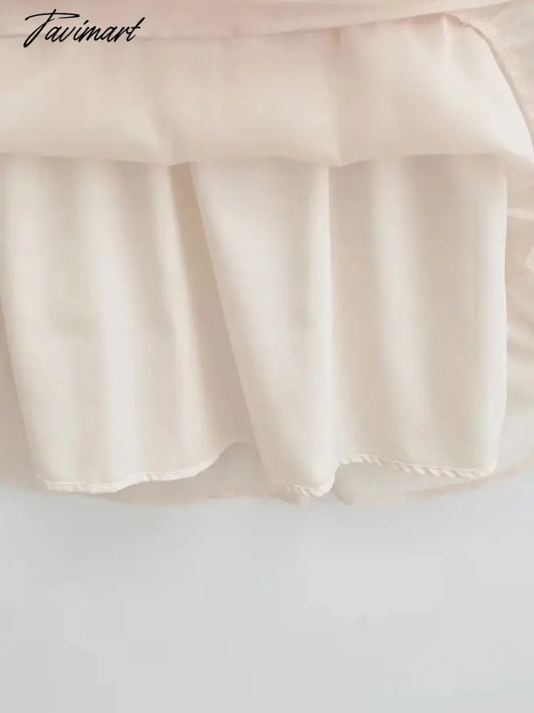 Elegant Party Mini Dress Women French Style Retro V-neck Collect Waist Solid Fashion Chiffon Dress