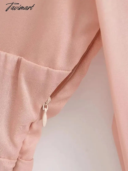 Elegant Party Mini Dress Women French Style Retro V-neck Collect Waist Solid Fashion Chiffon Dress