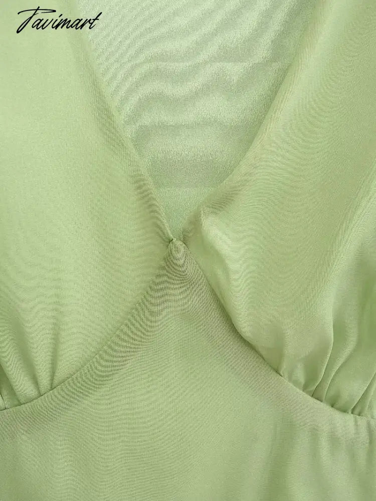 Elegant Party Mini Dress Women French Style Retro V-neck Collect Waist Solid Fashion Chiffon Dress